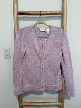 Liz Claiborne Lavender Knit Button-Up Cardigan - Women
